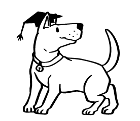 Cute small dog wearing a mortar board illustration