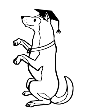 Cute large dog wearing a mortar board illustration